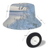 yanfind Adult Fisherman's Hat Winter Frozen Winter Natural Shore Landscape Ice Ice Branch Snow Tree Frost Fishing Fisherman Cap Travel Beach Sun protection