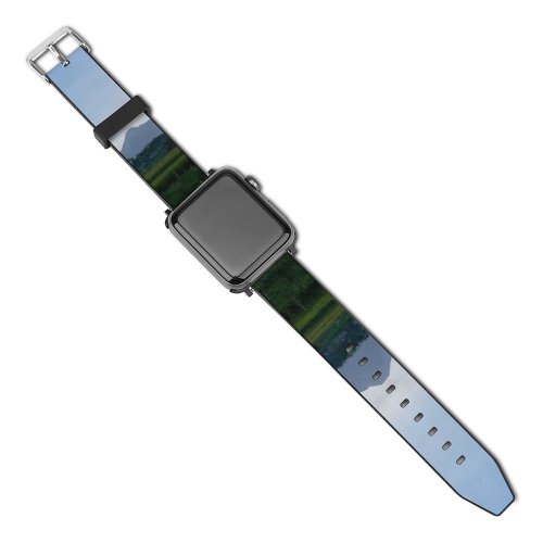 yanfind Watch Strap for Apple Watch Rural Countryside Plant Pictures PNG Grassland Outdoors Grey Volcano Vegetation Merapi Compatible with iWatch Series 5 4 3 2 1
