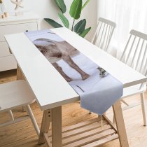 Yanfind Table Runner Frozen Deer Frost Wild Covered Frosty Winter Reindeer Lapland Wildlife Buck Antlers Everyday Dining Wedding Party Holiday Home Decor