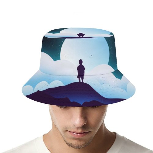 yanfind Adult Fisherman's Hat Shaurya Singh Fantasy Boy Kid Alone Silhouette Moon Night Clouds Starry Sky Fishing Fisherman Cap Travel Beach Sun protection