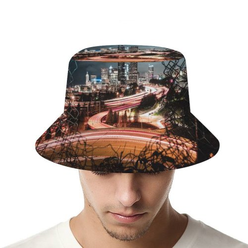 yanfind Adult Fisherman's Hat Sonny Mauricio Seattle City Cityscape City Lights Fence Night Time Light Trails Fishing Fisherman Cap Travel Beach Sun protection