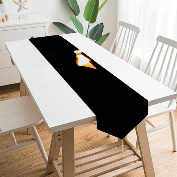 Yanfind Table Runner Backlit Side Detail Focus Christianity Christ Profile Dark Religion Believe Hands Sunset Everyday Dining Wedding Party Holiday Home Decor