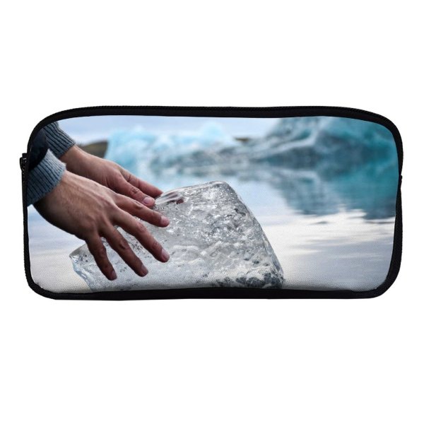 yanfind Pencil Case YHO Images Iceland Snow Wallpapers  Outdoors Pictures Jokulsarlon Creative Finger Grey Zipper Pens Pouch Bag for Student Office School
