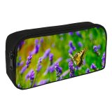 yanfind Pencil Case YHO  Vibrant Beautiful Butterfly Flowers Season Grass Field Growth Lilac Blooming Garden Zipper Pens Pouch Bag for Student Office School
