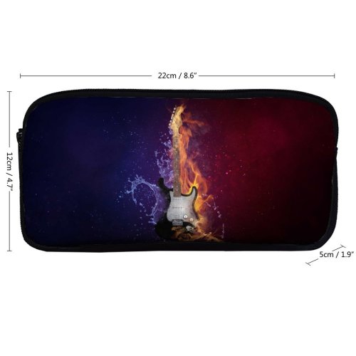 yanfind Pencil Case YHO Comfreak Electric Guitar Instrument Dark Fire Purple Violet Zipper Pens Pouch Bag for Student Office School