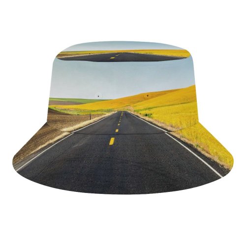 yanfind Adult Fisherman's Hat Youen California Meadow Country Side USA Landscape Endless Road Clear Sky Scenery Fishing Fisherman Cap Travel Beach Sun protection