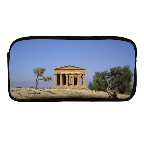 yanfind Pencil Case YHO Building History Landscape Sky Agrigento Valley Sicily Sand Greek Tree Historic Architecture Zipper Pens Pouch Bag for Student Office School