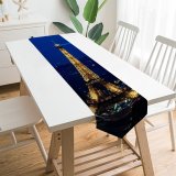 Yanfind Table Runner Joe DeSousa Eiffel Tower Night Cityscape Lighting Sky Paris Everyday Dining Wedding Party Holiday Home Decor