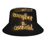 yanfind Adult Fisherman's Hat Daria Shevtsova Black Dark Quotes Everything Is Connected Neon Fishing Fisherman Cap Travel Beach Sun protection