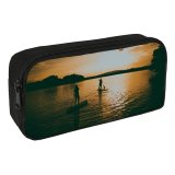 yanfind Pencil Case YHO Boats Calming Paddle Serene Golden Afterglow Scenery Clouds Sunset Cloudiness Paddling Ripples Zipper Pens Pouch Bag for Student Office School