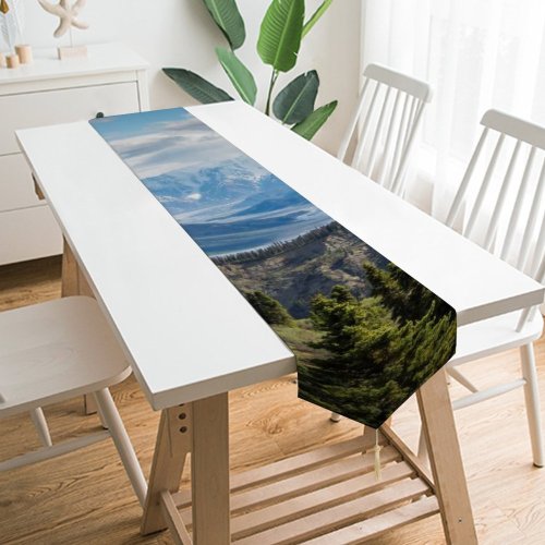 Yanfind Table Runner Landscape Peak Exploring National Creative Explore Pictures Outdoors Snow Tree Glacier Everyday Dining Wedding Party Holiday Home Decor
