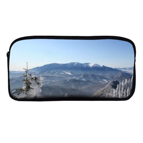 yanfind Pencil Case YHO Ridge Winter Landforms Snow  Range Trees Sky Sky Mountainous Alps Winter Zipper Pens Pouch Bag for Student Office School