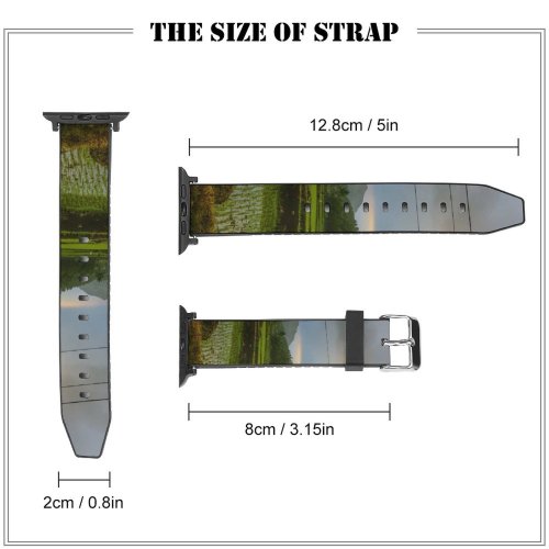 yanfind Watch Strap for Apple Watch Landscape Countryside Rise Fields Pictures Grassland Cloud Outdoors Stock Grey Tree Compatible with iWatch Series 5 4 3 2 1