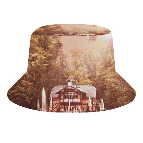 yanfind Adult Fisherman's Hat Comfreak Swan Forest Trees Sun Light Lake Fishing Fisherman Cap Travel Beach Sun protection