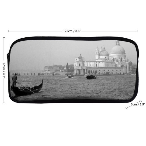 yanfind Pencil Case YHO Boats City Canal Venetian Venice Dome Famous Daylight Travel Building Transportation Outdoors Zipper Pens Pouch Bag for Student Office School