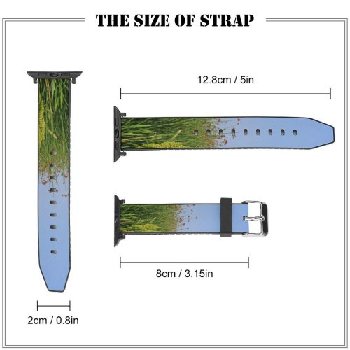 yanfind Watch Strap for Apple Watch Tall Grass Grassy Wild Bullrushes  Breezy  Peacful Peace Contrast Sky Compatible with iWatch Series 5 4 3 2 1