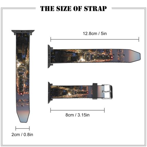 yanfind Watch Strap for Apple Watch Winter Building Aerial Settlement Area State Lights City Empire Night York Compatible with iWatch Series 5 4 3 2 1