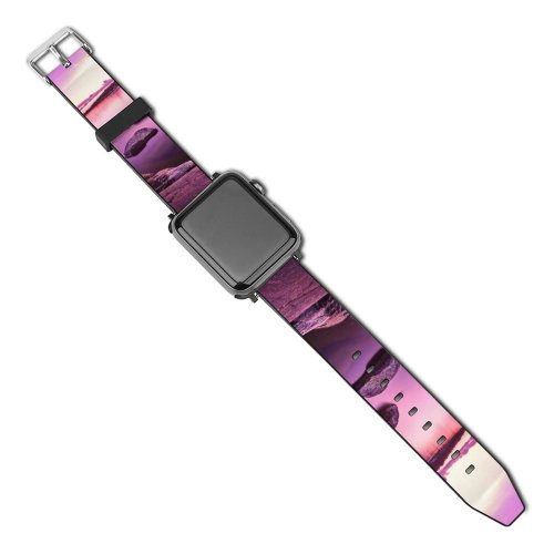 yanfind Watch Strap for Apple Watch Visar Neziri Sunset Lake Purple Sky Scenery Compatible with iWatch Series 5 4 3 2 1