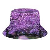 yanfind Adult Fisherman's Hat Cherry Blossom Trees Purple Flowers Pathway Park Floral Colorful Spring Beautiful Fishing Fisherman Cap Travel Beach Sun protection