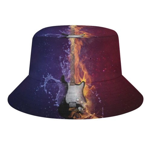 yanfind Adult Fisherman's Hat Comfreak Electric Guitar Instrument Dark Fire Purple Violet Fishing Fisherman Cap Travel Beach Sun protection