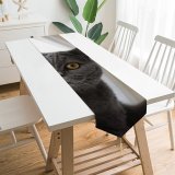 Yanfind Table Runner Funny Curiosity Sit Cute Window Eye Portrait Family Kitten Pet Whisker Fur Everyday Dining Wedding Party Holiday Home Decor
