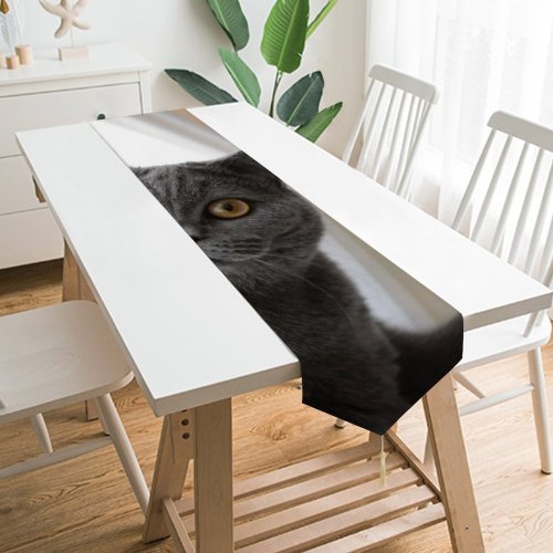 Yanfind Table Runner Funny Curiosity Sit Cute Window Eye Portrait Family Kitten Pet Whisker Fur Everyday Dining Wedding Party Holiday Home Decor