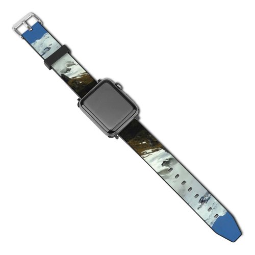 yanfind Watch Strap for Apple Watch Volcano Snow   Sky Rock Zealand Taranaki Mountainous Landforms Range Glacial Compatible with iWatch Series 5 4 3 2 1