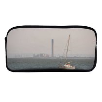 yanfind Pencil Case YHO Dhow with Vehicle Calm Atmospheric England Sea Sky Watercraft Beach Boats Haze Zipper Pens Pouch Bag for Student Office School