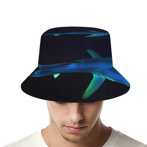 yanfind Adult Fisherman's Hat Shark Underwater Atlantic Ocean Deep Sea Dark Fishing Fisherman Cap Travel Beach Sun protection