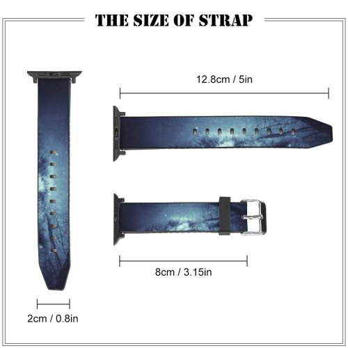 yanfind Watch Strap for Apple Watch Black Dark Wolf Eyes Snowfall Winter Night Forest Compatible with iWatch Series 5 4 3 2 1