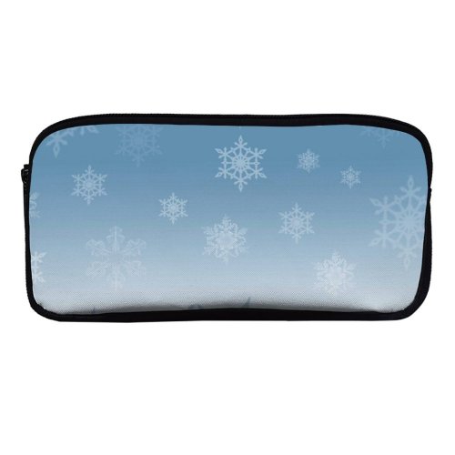 yanfind Pencil Case YHO Design Sky Snowflake Snow Snowflakes Winter Grass Season Frost Snow Zipper Pens Pouch Bag for Student Office School