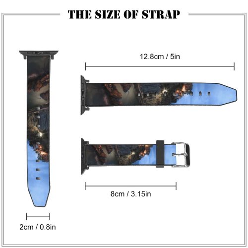yanfind Watch Strap for Apple Watch Manarola Cinque Terre Italy Seascape City Lights Dusk Tourist Attraction Seaside Village Compatible with iWatch Series 5 4 3 2 1