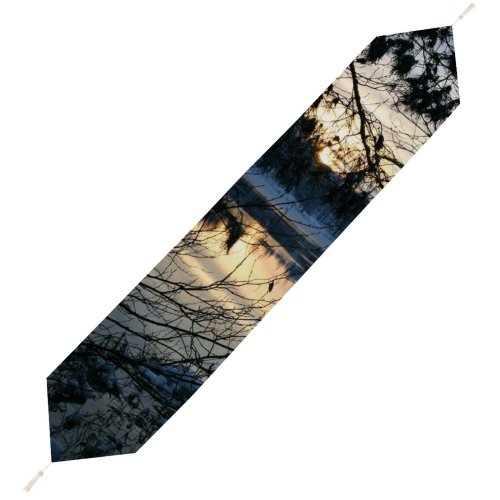 Yanfind Table Runner Winter Landscape Reflection Sky Tree Branch Morning Natural Winter Everyday Dining Wedding Party Holiday Home Decor