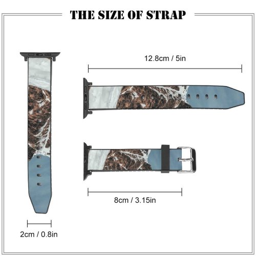 yanfind Watch Strap for Apple Watch Landscape Peak Slope Pictures Outdoors Grey Snow  Free Range Compatible with iWatch Series 5 4 3 2 1