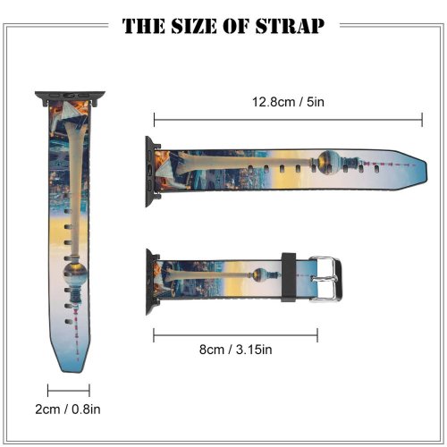 yanfind Watch Strap for Apple Watch Nicolas Kamp Berlin   Berliner Fernsehturm Landmark Sunset Cityscape City Lights Compatible with iWatch Series 5 4 3 2 1
