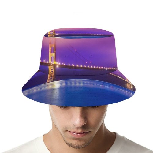 yanfind Adult Fisherman's Hat Romain Guy Golden Gate Bridge San Francisco California Scenic Sky Pacific Ocean Fishing Fisherman Cap Travel Beach Sun protection