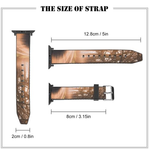 yanfind Watch Strap for Apple Watch Autumn Road Sunlight Morning Foggy Forest Path Compatible with iWatch Series 5 4 3 2 1