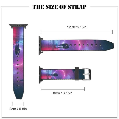 yanfind Watch Strap for Apple Watch Beeple Love Couple Dream Neon Starry Sky Rocks Silhouette Colorful Compatible with iWatch Series 5 4 3 2 1