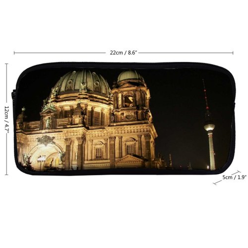 yanfind Pencil Case YHO Building Building Classicism Dangerous Place Minster Church Structure City Night Sky Construction Zipper Pens Pouch Bag for Student Office School