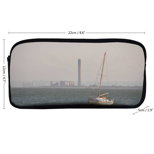 yanfind Pencil Case YHO Dhow with Vehicle Calm Atmospheric England Sea Sky Watercraft Beach Boats Haze Zipper Pens Pouch Bag for Student Office School