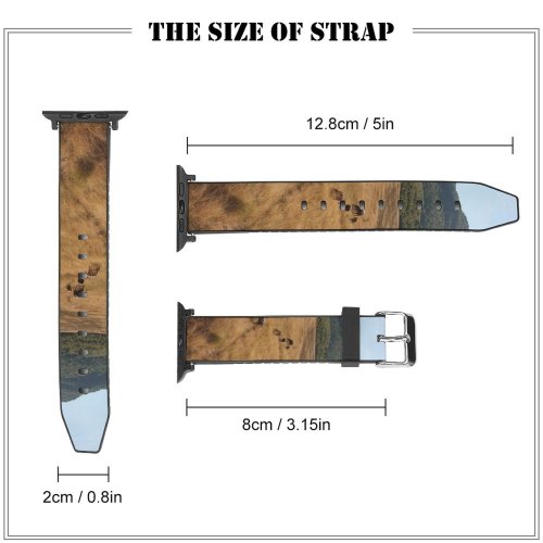 yanfind Watch Strap for Apple Watch Rural Dobrevtsi Countryside Domain Pasture Farm Pictures Cow Grassland Outdoors Ranch Compatible with iWatch Series 5 4 3 2 1