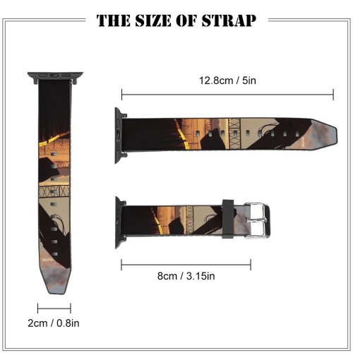 yanfind Watch Strap for Apple Watch Railway Station Excavator Working Sunlight Colour Sky Sunset  Evening Horizon Cloud Compatible with iWatch Series 5 4 3 2 1