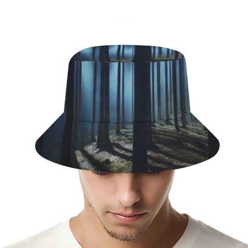 yanfind Adult Fisherman's Hat Hmetosche Dark Forest Woods Night Time Dark Tall Trees Haunted Mystery Fishing Fisherman Cap Travel Beach Sun protection