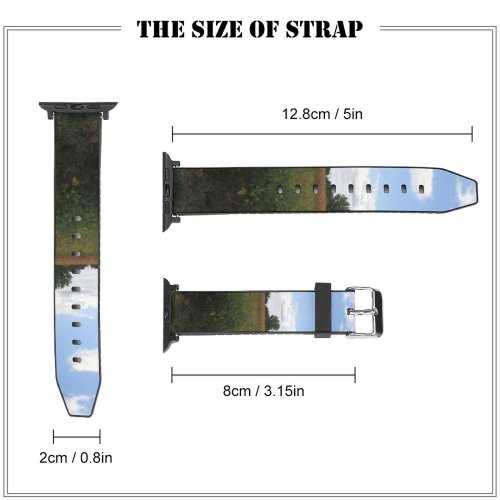 yanfind Watch Strap for Apple Watch Rural Savanna Building Countryside Cottage Plant Pasture Farm Grassland Outdoors Ranch Compatible with iWatch Series 5 4 3 2 1