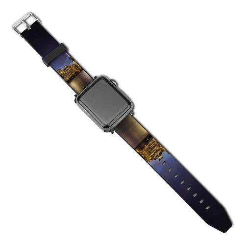 yanfind Watch Strap for Apple Watch York City Brooklyn  Park Waterfront Night Time Cityscape City Lights Reflection Compatible with iWatch Series 5 4 3 2 1