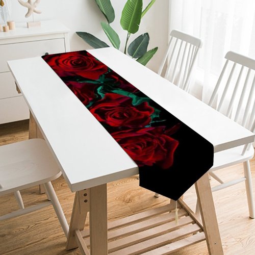 Yanfind Table Runner Daniel Olah Flowers Dark Roses Flower Bouquet Everyday Dining Wedding Party Holiday Home Decor