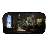 yanfind Pencil Case YHO  Night Area  Lights Towers City Night Movement Wheel Boards Skyscrapers Zipper Pens Pouch Bag for Student Office School