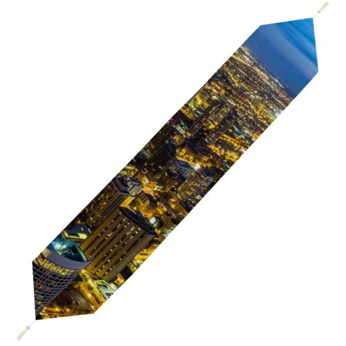 Yanfind Table Runner Chicago Illinois City Night Cityscape Sky Night Lights Buildings Skyscrapers Everyday Dining Wedding Party Holiday Home Decor