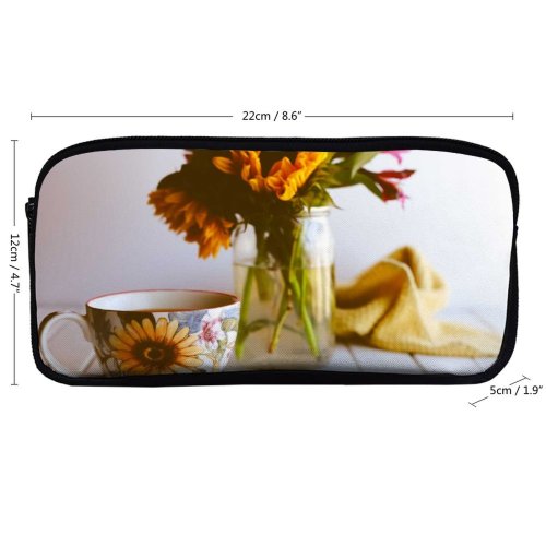 yanfind Pencil Case YHO Tea Images Arrangement Bouquet  Pottery Flowers Coffee Plant Summer Time Pictures Zipper Pens Pouch Bag for Student Office School