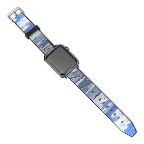yanfind Watch Strap for Apple Watch Post Rail  Cloud Sky  Sparkle Refinery Plant Horizon Daytime Sea Compatible with iWatch Series 5 4 3 2 1